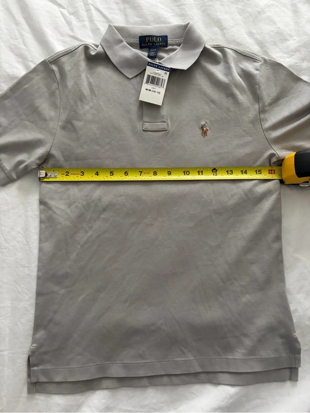 Polo Ralph Lauren Boys Gray Collared Polo Shirt with Embroidered Pony Medium NWT